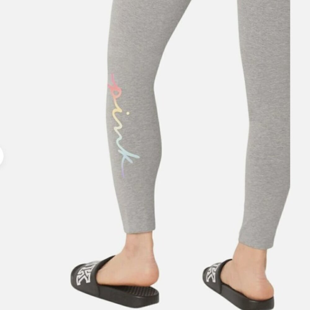 Victoria's Secret Pink Active Cotton High Waist Full Length Legging Light Gray